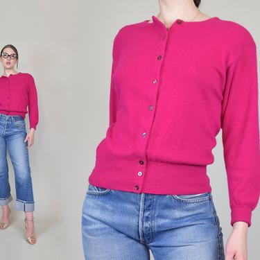1990’s Hot Pink Angora Cardigan | 1990's Angora Wool Cardigan | Vintage United Colors of Benetton Cardigan 