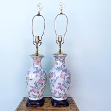 Pair of Peachy Floral Lamps