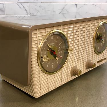 1954 RCA Victor Clock Radio, Elec Restored, Mid Century Modern, Phono Jack w Optional Phono 