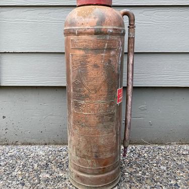 Antique FLO-A-FOME Fire Extinguisher Copper and Brass 