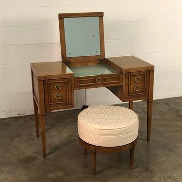 Drexel Intermezzo Mid-Century Modern Desk ~ Lighted Vanity Table With Stool 