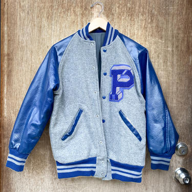 Vtg Varsity Letterman Jacket / Blue Grey / XS / Small 