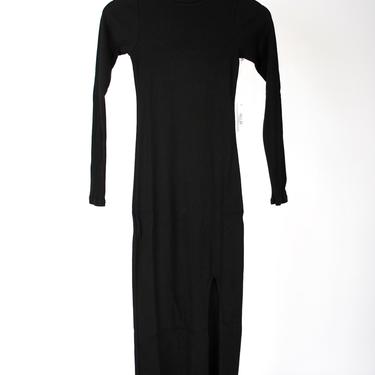 Cari Mock Neck Slit Dress - Black