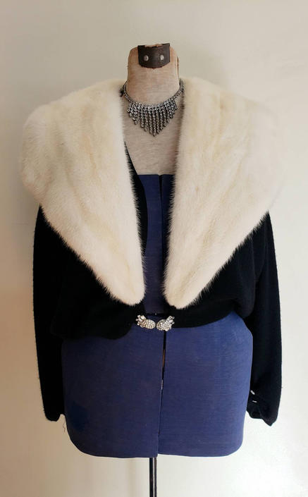 At Auction: 1950'S BLACKWELL MINK FUR & WOOL CARDIGAN SWEATER