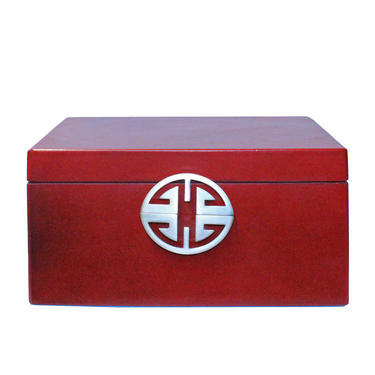 Oriental Round Hardware Red Rectangular Container Box Medium cs5516CE 