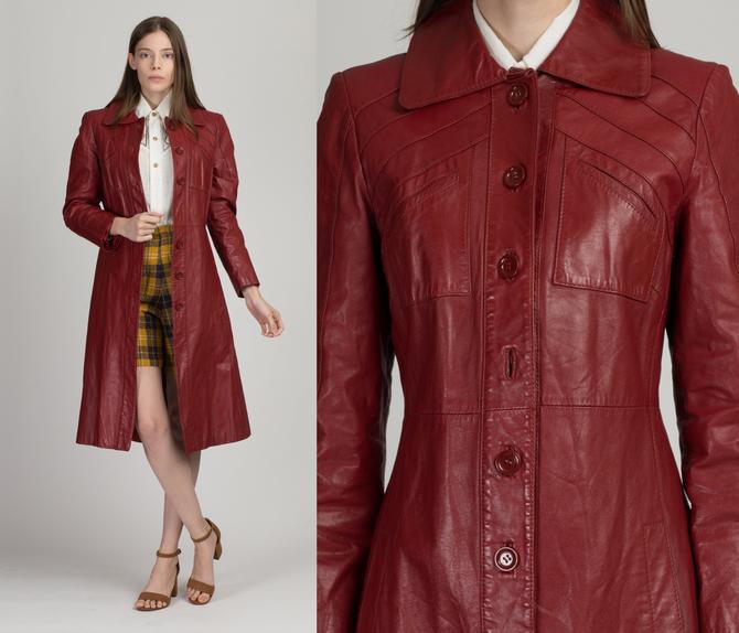 Fire Red Leather Trench Coat - Women's - Olivia - WBL3071-RED-FM