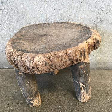 Round African Wood Stool