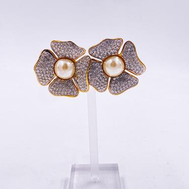 Kenneth Jay Lane Crystal Flower Earrings 