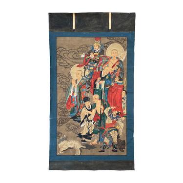 Large Chinese Canvas Art of Part of Sixteen Arhats with Guards Theme cs7163E 