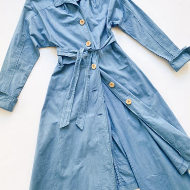 1970s Cotton Over-Dyed Duster and Bell Bottoms Matching Set 
