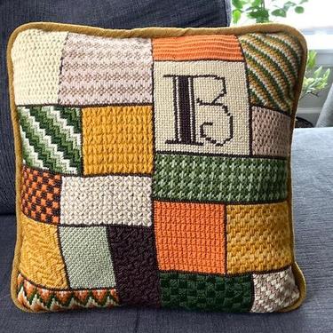 Vintage Handmade Retro Mid Century Personalized Stitched Accent Pillow by LeChalet