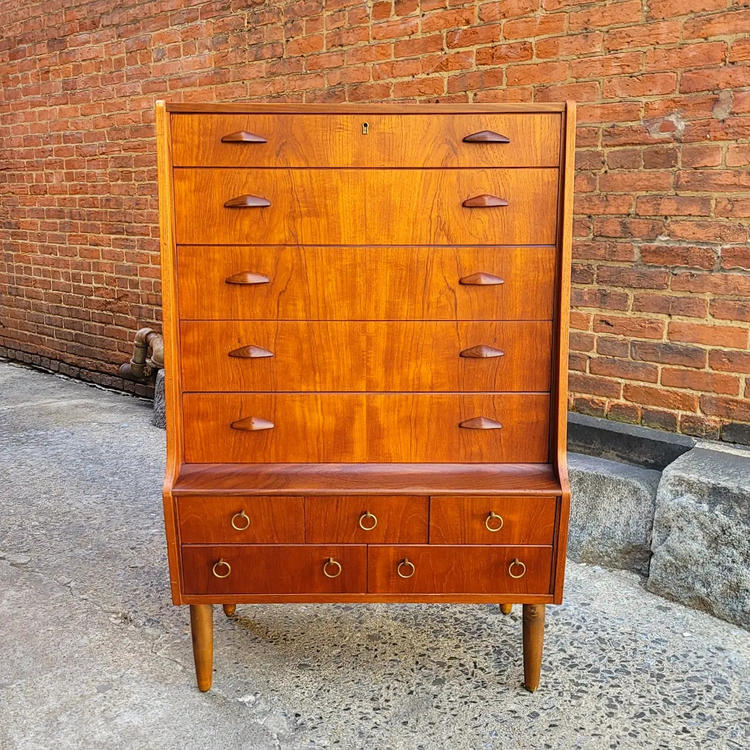 Danish Teak Vanity with Hidden Flip-up Mirror