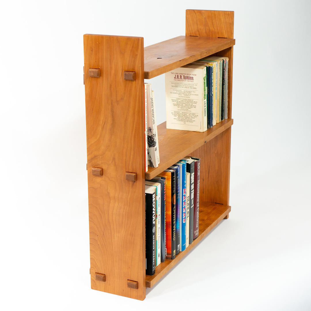 Modern Open Back Bookcase Shelving Unit, North American Cherry, Classic