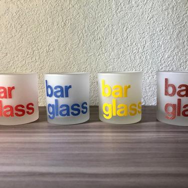 1960's USA Morgan Barware four Low Tumbler Glasses, &amp;quot;Bar Glass&amp;quot; Bar Glasses 