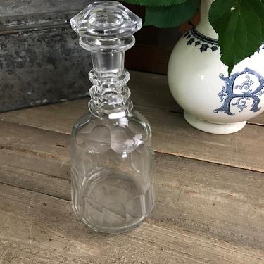 Antique Georgian Decanter Bottle, Panel Cut Glass, Mushroom Stopper, KH 