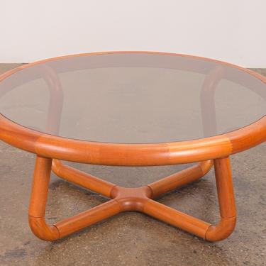 Danish Modern Glass Sculptural Round Coffee Table for Uldum 