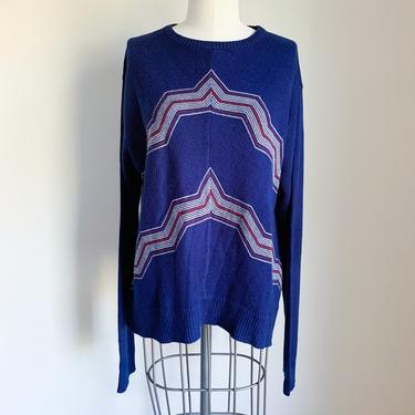 Vintage 1970s Chevron Sweater / XL 