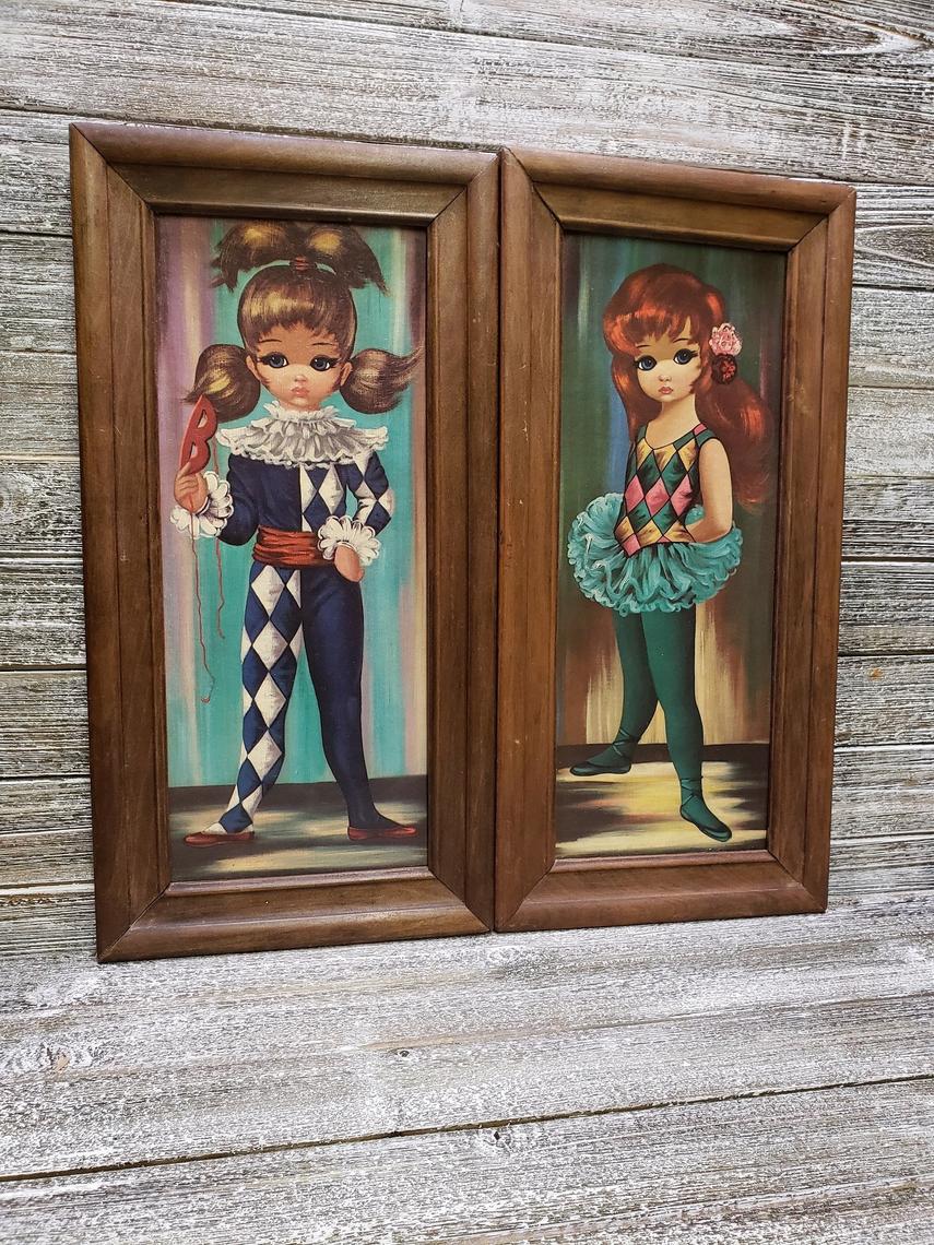 Vintage Big Eyes Wall Decor, 1960's Eden Big Eyes, Jester