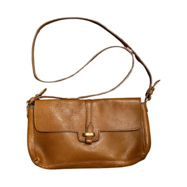 Brown Leather Baguette Shoulder Bag 062421 LM