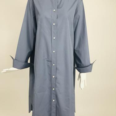 Hermes Blue Cotton Over Size Button Front Shirt Dress