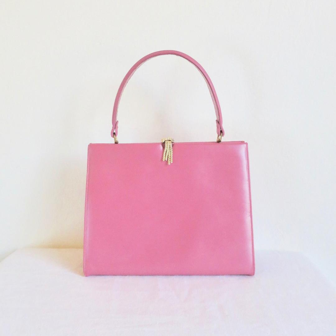 Vintage 1960's Pink Leather Structured Purse Top Handle