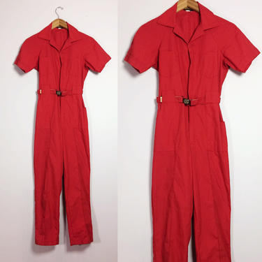 Vintage Leisure Suit / Red Jumpsuit / Red Leisure Suit / 1970s Leisure Suit / 1970s Jumpsuit / XS jumpsuit 