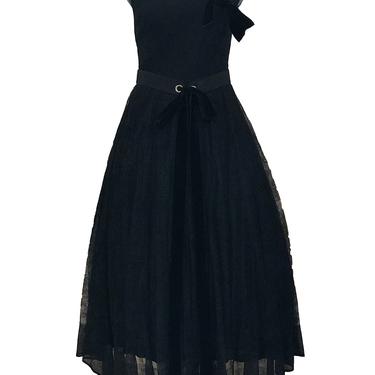50s Black Chantilly Lace High Style Cocktail Dress