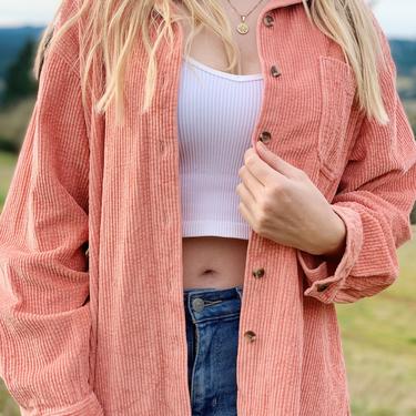 Vintage LL Bean Corduroy Button Up / Peach Pink 