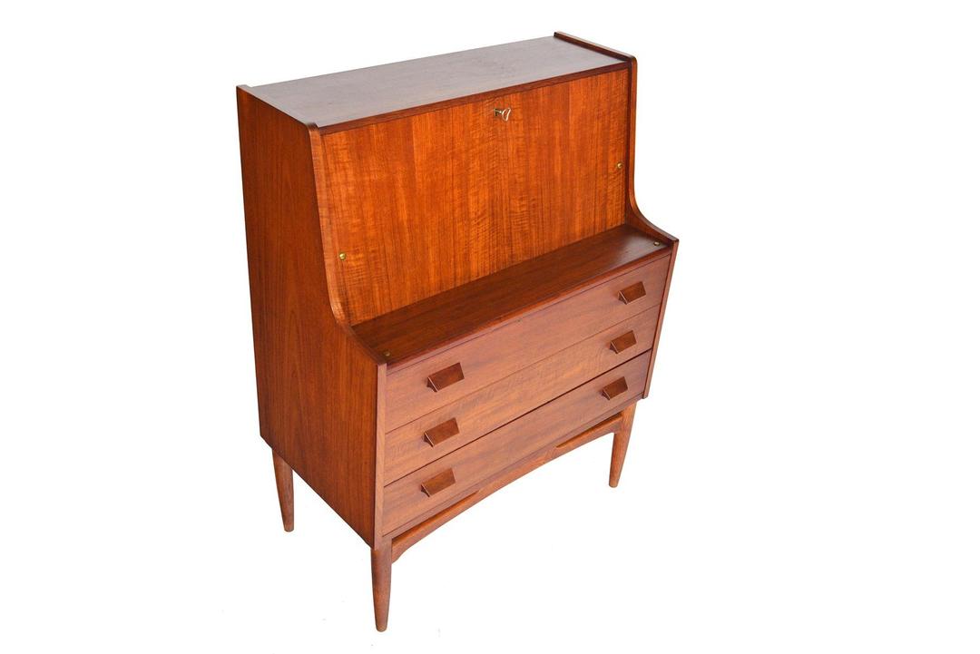 Danish Mid Century Modern Teak And Oak Drop Front Secretary Midcentury Mobler Berkley Ca 