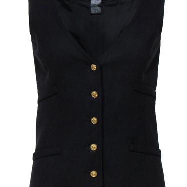 Smythe - Black Wool Waistcoat w/ Gold Buttons Sz 4