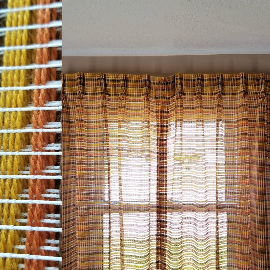 Set of 2 Vintage 70s Brown Chevron Striped Pinch deals Pleat Curtain Panels Drapes