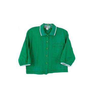 Vintage Kelly Green Button Up Collared Polo Style Crop Top size coming... 
