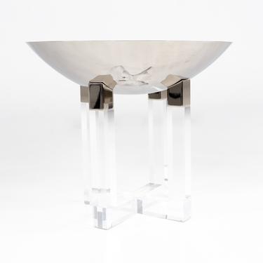 Contemporary Lucite and Chrome Bowl Centerpiece 