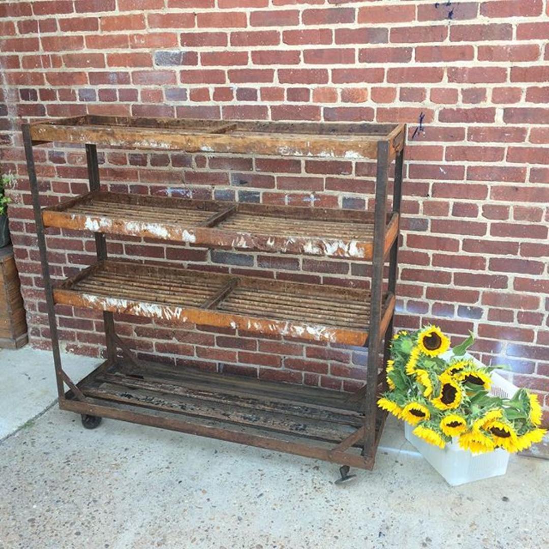 Vintage factory shoe rack on original casters Off the Beaten Track