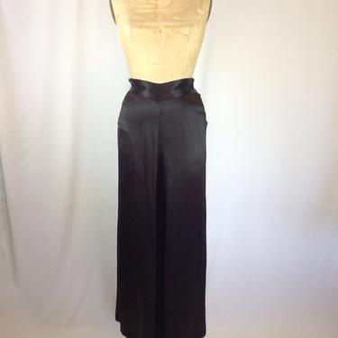 Vintage 40s pants | Vintage black silk satin pants | 1940s black wide leg evening pants 