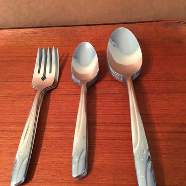 Mid Century Thor Stainless Alameda Flatware, Forks, Teaspoons, Soup Spoons, Atomic Starburst Pattern, Mid Century Starburst Silverware 