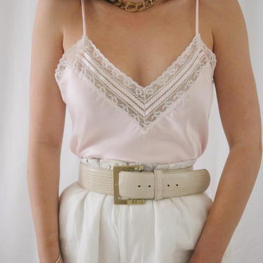 Vintage 1980’s Christian Dior Blush Pink Lace Satin Camisole - Medium 