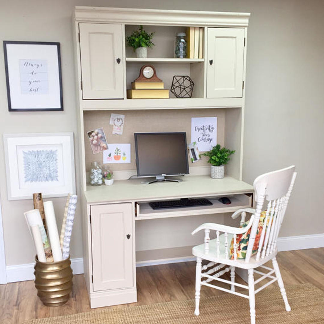 Hutch Desk - White Desk with Hutch - Home Office | Vintage Hip Decor ...