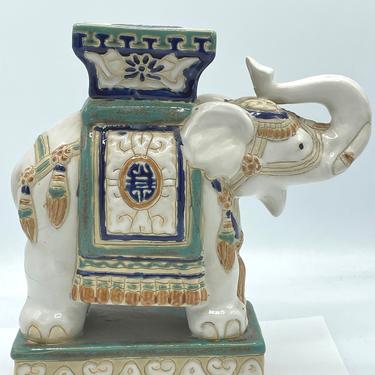 Asian Ceramic glazed Elephant Plant Stand Figurine Garden Decoration Vintage 