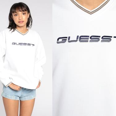 GUESS Sweatshirt 90s Sweater Slouchy White Guess Jeans Grunge Pullover Jumper Vintage 1990s Extra Large xl l 