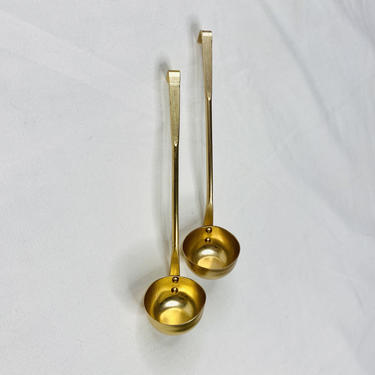 MCM Set of Two Brass Color Serving Ladle Spoons 