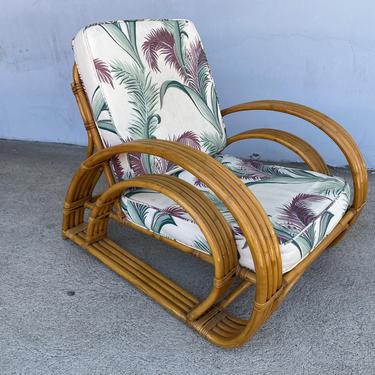 Restored Double D Loop Half Moon Rattan Four-Strand Lounge Chair 