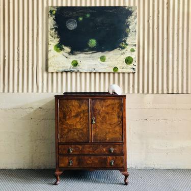 Antique Walnut & Burl Wood Cabinet