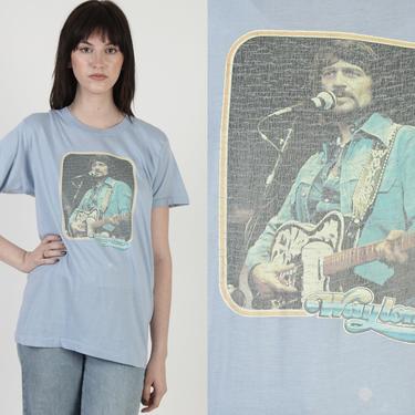 Waylon Jennings T Shirt / Vintage 1980s Outlaw Country Music T Shirt / Unisex Mens Womens 50 50 Soft Rock Band Tee 