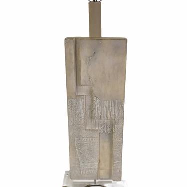 Brutalist Stone Slab Form and Lucite Lamp by Casual Lamps of California