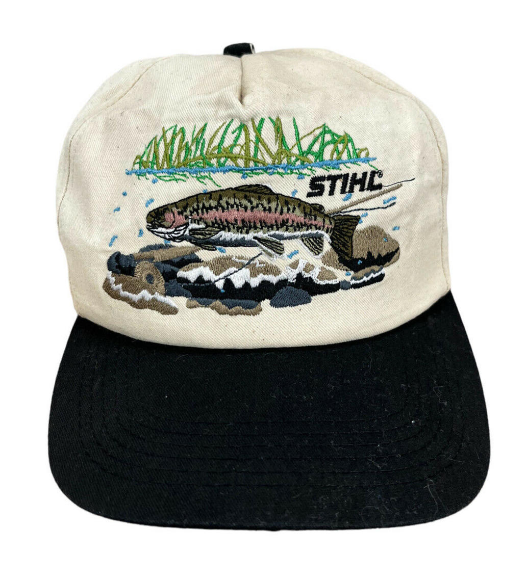 Vintage K Products Stihl Fly Fishing Rainbow Trout Snapback Hat, Downtown  Generations