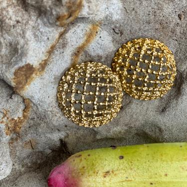 1980's Gold Earrings / Lattice Earrings / Large Gold  Earrings / Statement Earrings / 1980's Luxe Earrings 