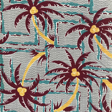 Vintage Rare 1940s Tropical Seersucker Fabric, 40s Palm | Ranch
