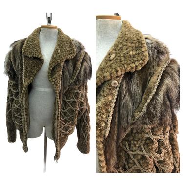 Vintage VTG 1980s 80s Norma Racoon Brown Fur Jacket Outerwear Coat 