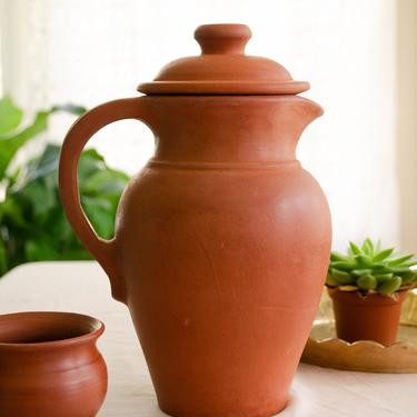 Handmade Terracotta pitcher, Terra-cotta pitcher, water jug, clay jug, farmhouse décor, Mother's Day gift, unique pottery, home décor 